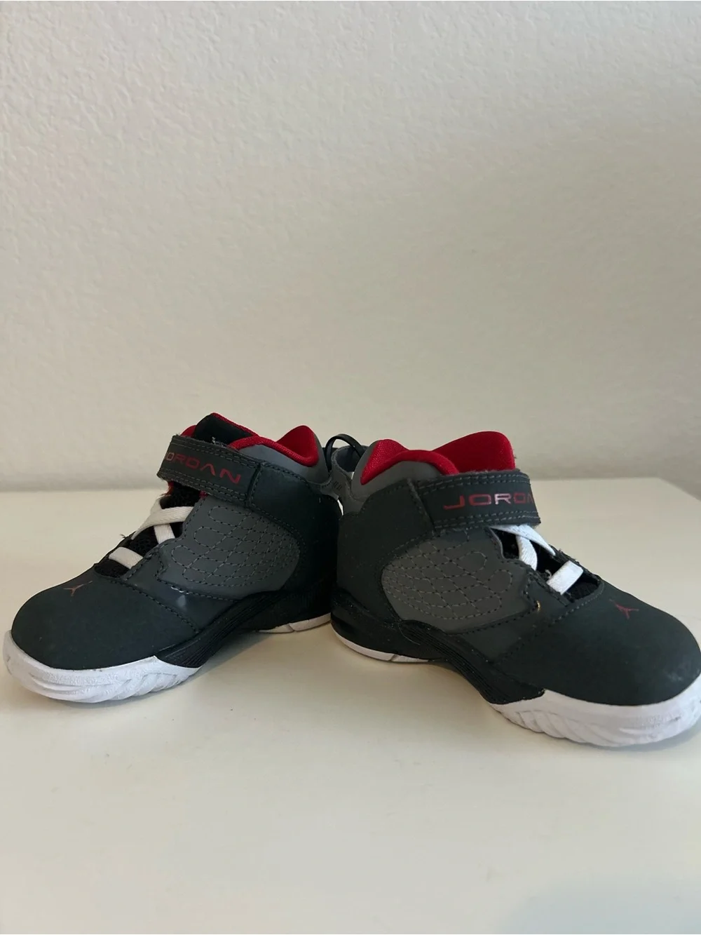 Jordan Toddler High-Top Velcro Sneaker Black Gray Red Walker, Size 5c